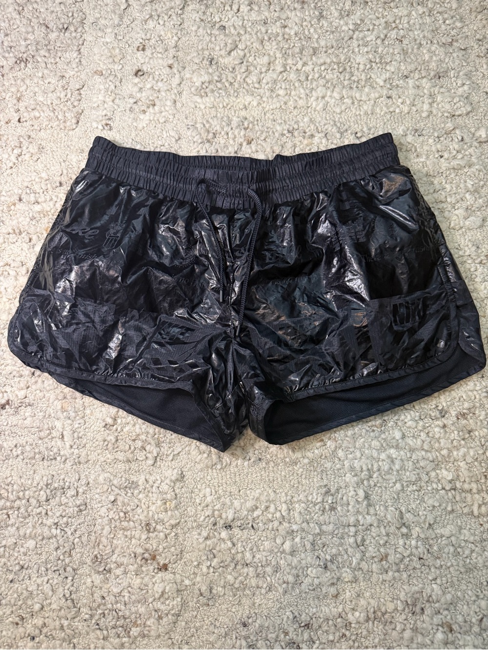 Nike Black Women's Printed Athletic Running Shorts with Drawstring